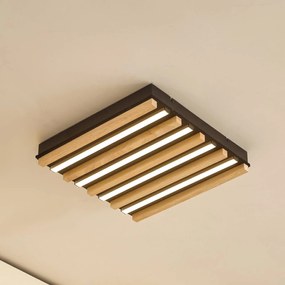 Lindby Plafoniera LED Firka, bianco, legno, 42 cm, CCT, dimmerabile.