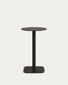 Kave Home - Tavolo rotondo alto per esterno Dina nero con gamba di metallo rifinita in nero Ã˜ 60x96 cm
