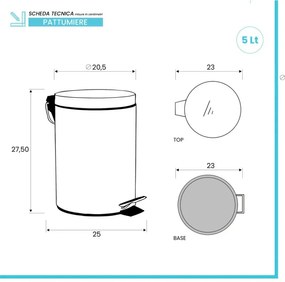 Pattumiera bagno in acciaio cromato 5 Litri salvaspazio