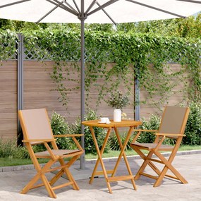Set Da Bistrot 3pz Tortora İn Tessuto E Legno Massello /
