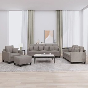 Set Divani 4 Pz Con Cuscini Tortora İn Tessuto /