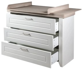 Cassettiera bassa per bambini bianca in olmo con fasciatoio 120x98 cm Felicia - Roba