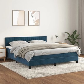 Giroletto A Molle Con Materasso Blu Scuro 160x200 Cm İn Velluto /