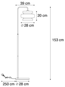 Lampada da terra retrò nera con vetro verde - Denise