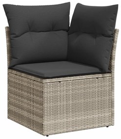 Set divano da giardino 8pz con cuscini grigio chiaro polyrattan