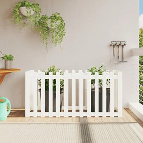Fioriera Giardino A Recinzione Bianca 150x50x70cm Massello Pino /