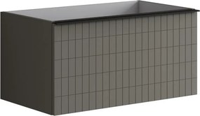 Cassettiera Pixel con 2 cassetti frontale plain laccato opaco grigio carbone e maniglia alluminio nero opaco L80 x H40 x P45,5cm
