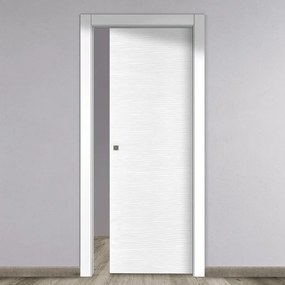 Porta interna scorrevole Louvre in MDF colore bianco, L 70 x H 210 cm, apertura reversibile