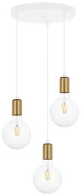 Lampadario a sospensione con filo MIROS 3xE27/60W/230V tondo bianco/oro