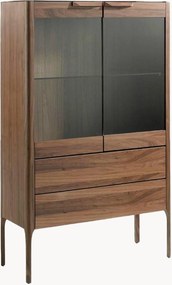 Vetrina in legno con illuminazione a LED e piano effetto marmo Hester