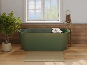 Vasca da bagno freestanding ovale 255L 159 x 74 x 56 cm Kaki opaco Acrilico - LUZECA