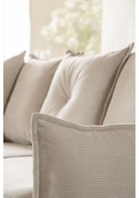 Divano letto angolare in velluto a coste beige (angolo sinistro/"U") Lazy Lukka - Miuform