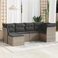 Set Divano da Giardino 6 pz con Cuscini Grigio in Polyrattan 3217950