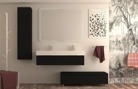 Mobile da bagno sospeso sotto lavabo L 120 x H 25 x P 44 cm nero laccato opaco, 1 cassetto BADEN HAUS Modula