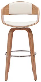 Sgabello da bar design girevole bianco e legno chiaro H67 cm GAO