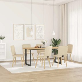 Sedie Da Pranzo 6 Pz Crema İn Tessuto /
