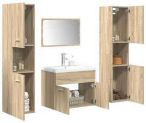 Set Mobili Da Bagno 5 Pz Rovere Sonoma İn Legno Multistrato /