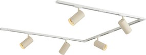 Sistema di illuminazione a binario moderno con 5 faretti bianco e beige 1-Fase GU10 70mm - Iconic Jeana Luxe