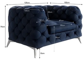 Poltrona blu scuro con rivestimento in velluto Chelsea – Ropez