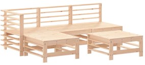 Set Divani da Giardino 5 pz con Cuscini in Legno Massello