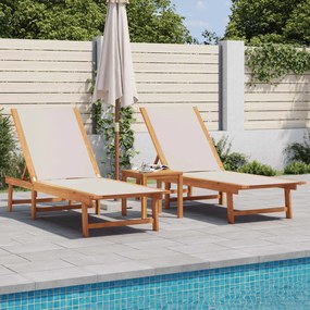 Lettini Prendisole 2 Pz E Tavolo Grigio Legno Acacia/textilene /