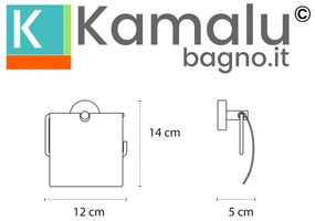 Kamalu - Portarotolo coperto in acciaio inox nero opaco da muro | Monde-N