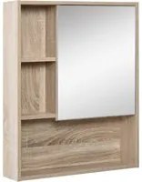 Specchio Armadietto da Bagno 60x15x76 cm Pensile con Scaffali Rovere