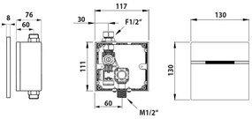 Bruckner - Sciacquone per orinatoio a sensore 6V DC/4xAA acciaio inossidabile