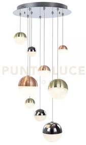 Lampada a sospensione atomo 9 luci, colori misti oro rame e cromo, ...