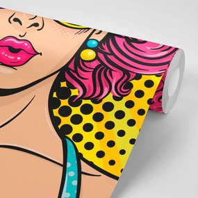 Carta da parati – Donna con capelli rosa