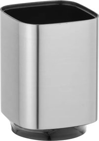 Porta spazzolini in plastica color argento satinato e nero Lumina