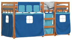 Letto A Castello Senza Materasso Blu 80x200 Cm Massello Pino /
