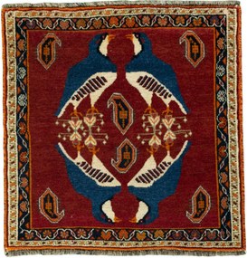 Shiraz Tappeto 70 x 70 Rosso (Iran) Annodato A Mano