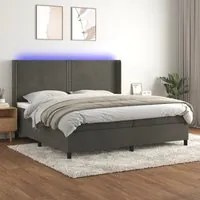 Letto a Molle con Materasso e LED Grigio Scuro 200x200 cm 3139524