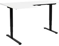 Scrivania elettrica regolabile a forma di L 160 x 59 cm Piano bianco e nero lato sinistro stile moderno