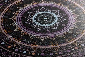 Quadro su tela – Mandala con motivo solare in sfumature viola