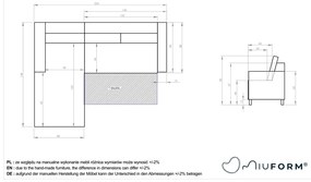 Divano letto angolare in velluto grigio chiaro, angolo sinistro Stylish Stan - Miuform