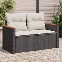 Divano da Giardino con Cuscini a 2 Posti Nero in Polyrattancod mxl 112624