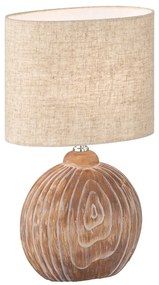 Lampada da tavolo marrone/beige in ceramica con paralume in tessuto (altezza 39 cm) Tobse – Fischer & Honsel