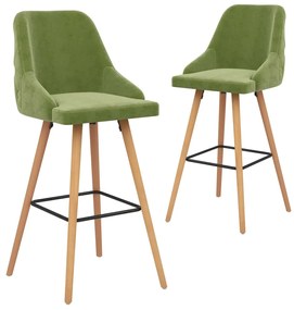 Sgabelli Da Bar 2 Pz Verde Chiaro İn Velluto /