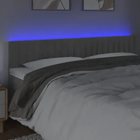 Testiera a led grigio chiaro 180x5x78/88 cm in velluto