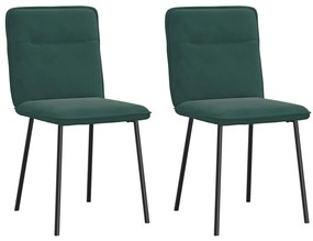 Sedie Da Pranzo 2 Pz Verde Scuro İn Velluto /