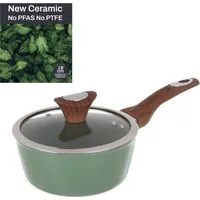 Casseruola un manico 18 cm con coperchio verde New Ceramic