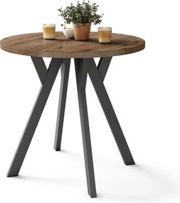 ALMO 80 Noce Elegante/gambe nere - TAVOLO ROTONDO CON GAMBE A Y LOFT/INDUSTRIALE PER CUCINA SOGGIORNO O SALA DA PRANZO