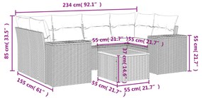 Set divani da giardino 7 pz con cuscini beige in polyrattan