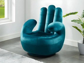 Poltrona a forma di mano girevole in velluto Verde petrolio petrolio - CATCHY