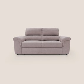 Minerva divano con pouf estraibile poggiapiedi in tessuto morbido impermeabile T02 rosa