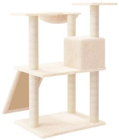 Albero per gatti con tiragraffi in sisal crema 83 cm