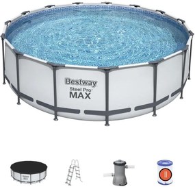 Bestway 56438 Frame Pool Steel Pro Set 457x122 cm Pompa di Filtraggio Scala