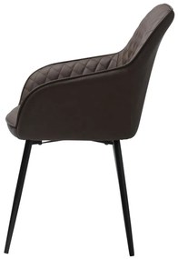 Sedia da pranzo marrone in imbottito con braccioli Milton – Unique Furniture